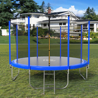 12 FT Trampoline for Kids with Safe Enclosure Net, Outdoor Fitness Trampoline with Waterproof Jump Mat Ladder for Indoor Park Kindergarten Toddler Trampolines