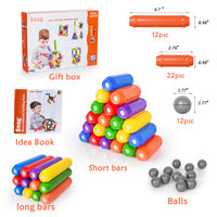 BMAG 46 PCS Magnetic Balls and Rods Set , Magnet Building Sticks Set